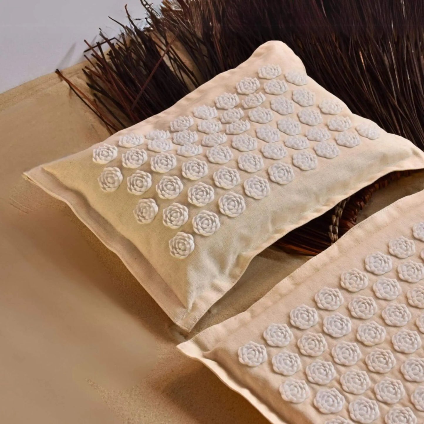 Akupressurmatte und Kissen Natur - Set Wellvanilla